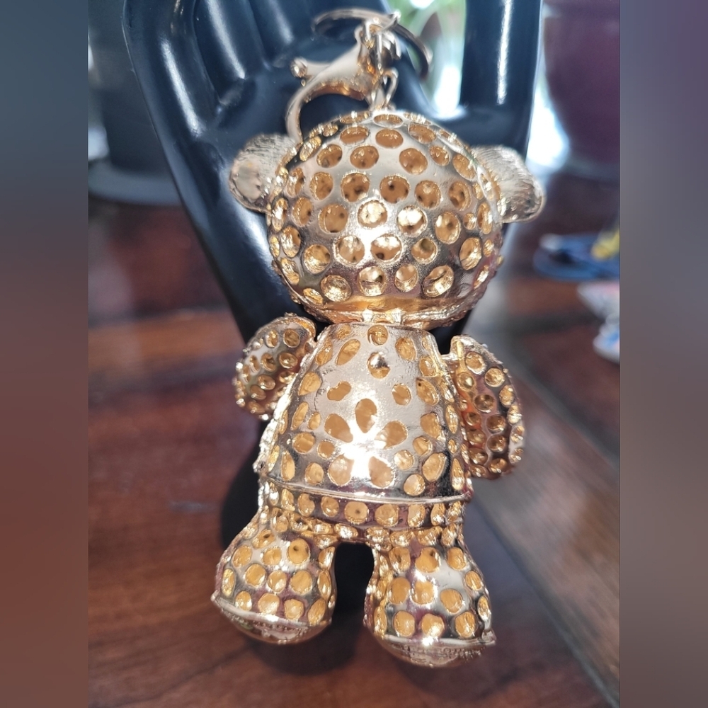 Sparkling Bear Bag Charm with Orange Accents Large - Picture 2 of 4